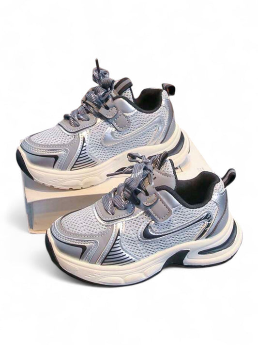 Silver toddler girl sneakers