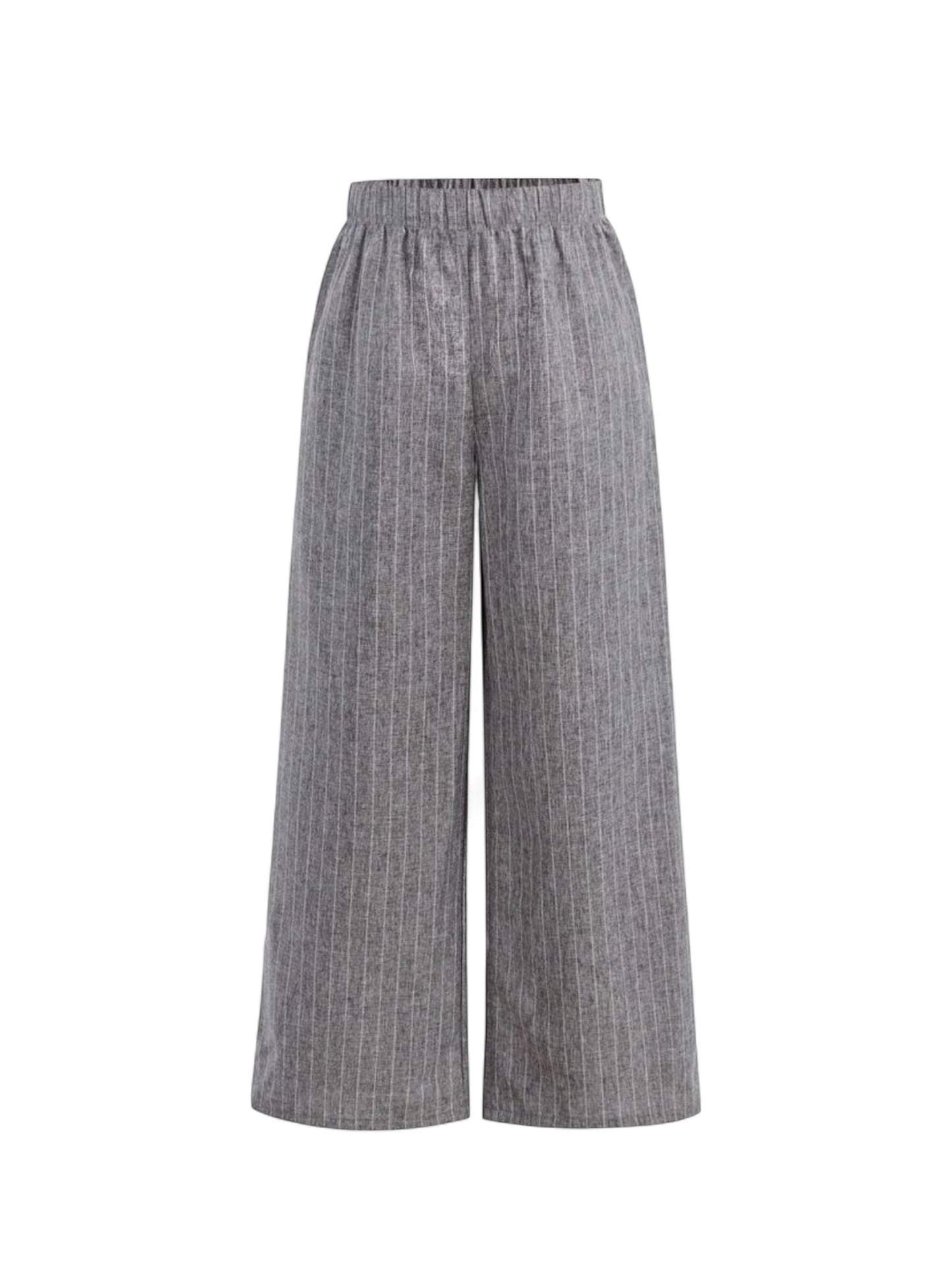 Wide leg grey stripe girls long pants