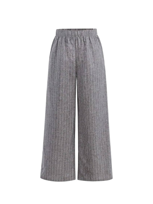 Wide leg grey stripe girls long pants