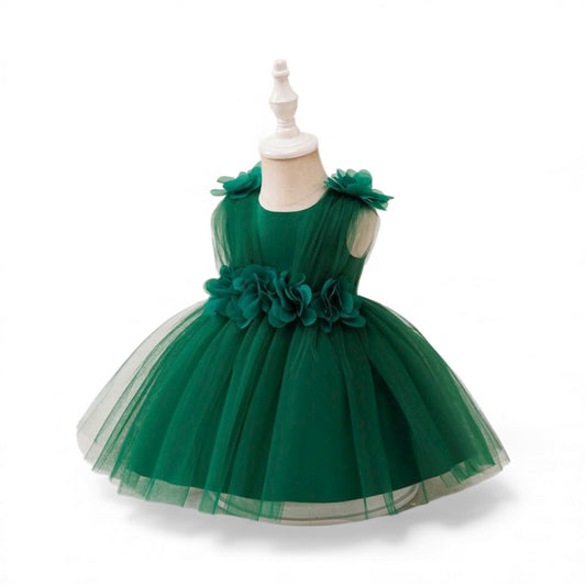 Green tulle baby dress