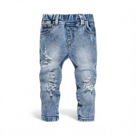 Baby denim ripped long jeans