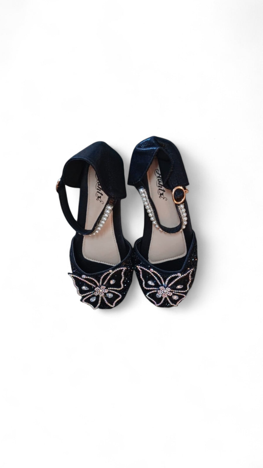 Girl butterfly formal black shoes