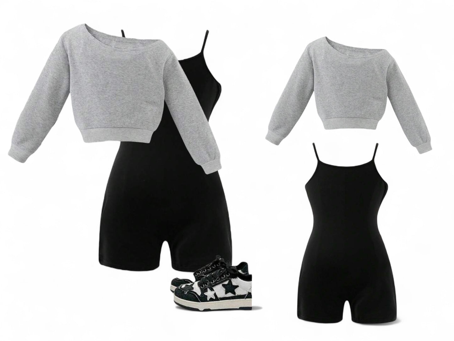 Grey sweater with black jumper 2pc girls