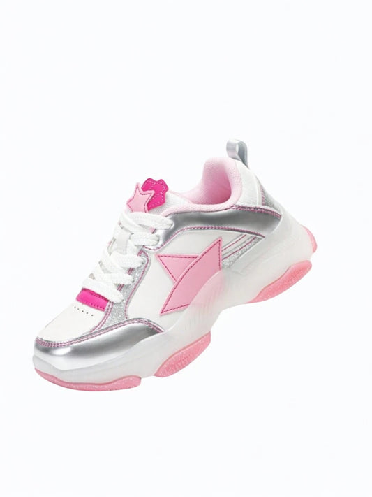 Pink & white with silver girls sneakers