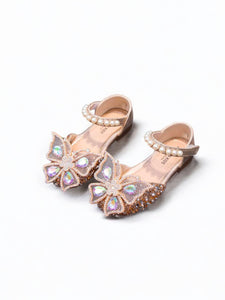 Gold butterfly girl formal shoes