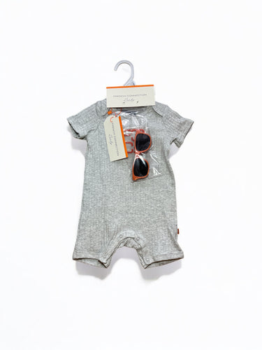 French connection 2 pc jumpsuit with sunglasses baby set