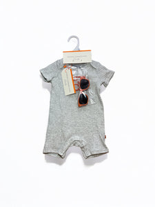 French connection 2 pc jumpsuit with sunglasses baby set