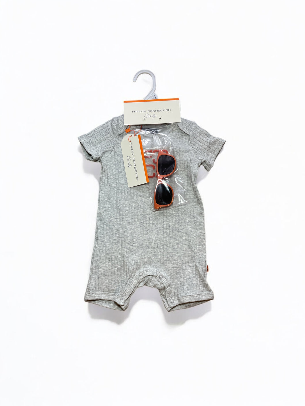 French connection 2 pc jumpsuit with sunglasses baby set