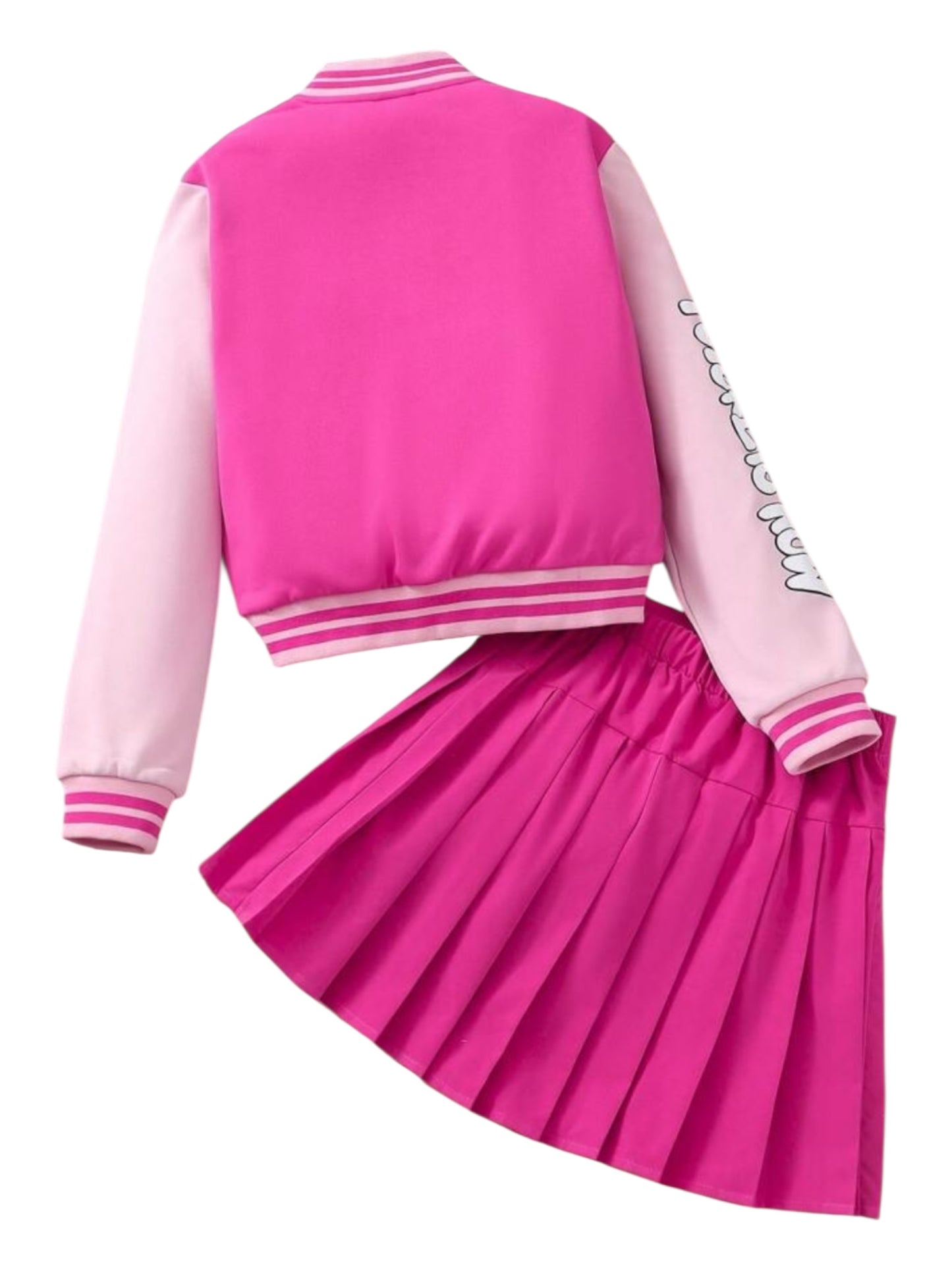 Pink jacket with pleated skirt girls set