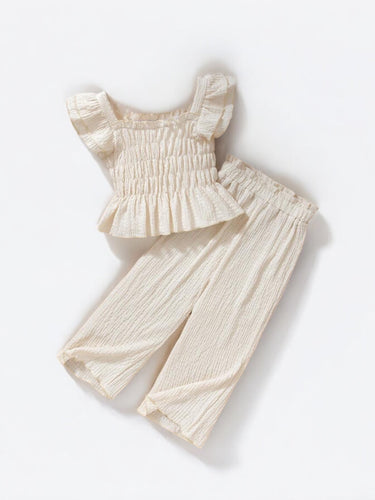 Linen top and long pants girls set