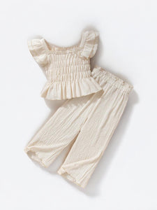 Linen top and long pants girls set