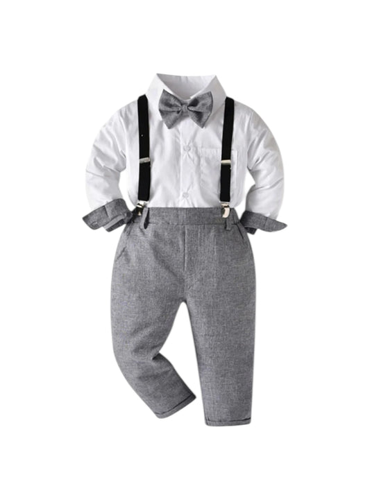 Boys grey suspender formal set 2k5