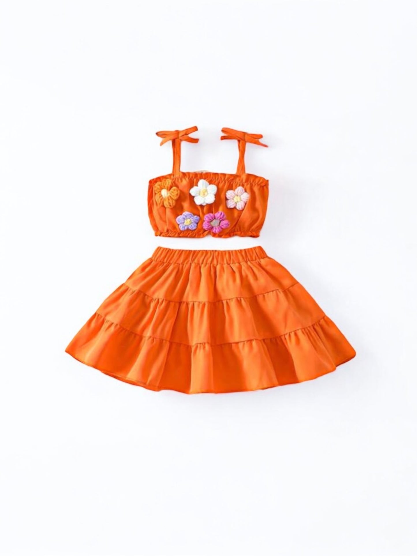 Orange floral 2pc baby set
