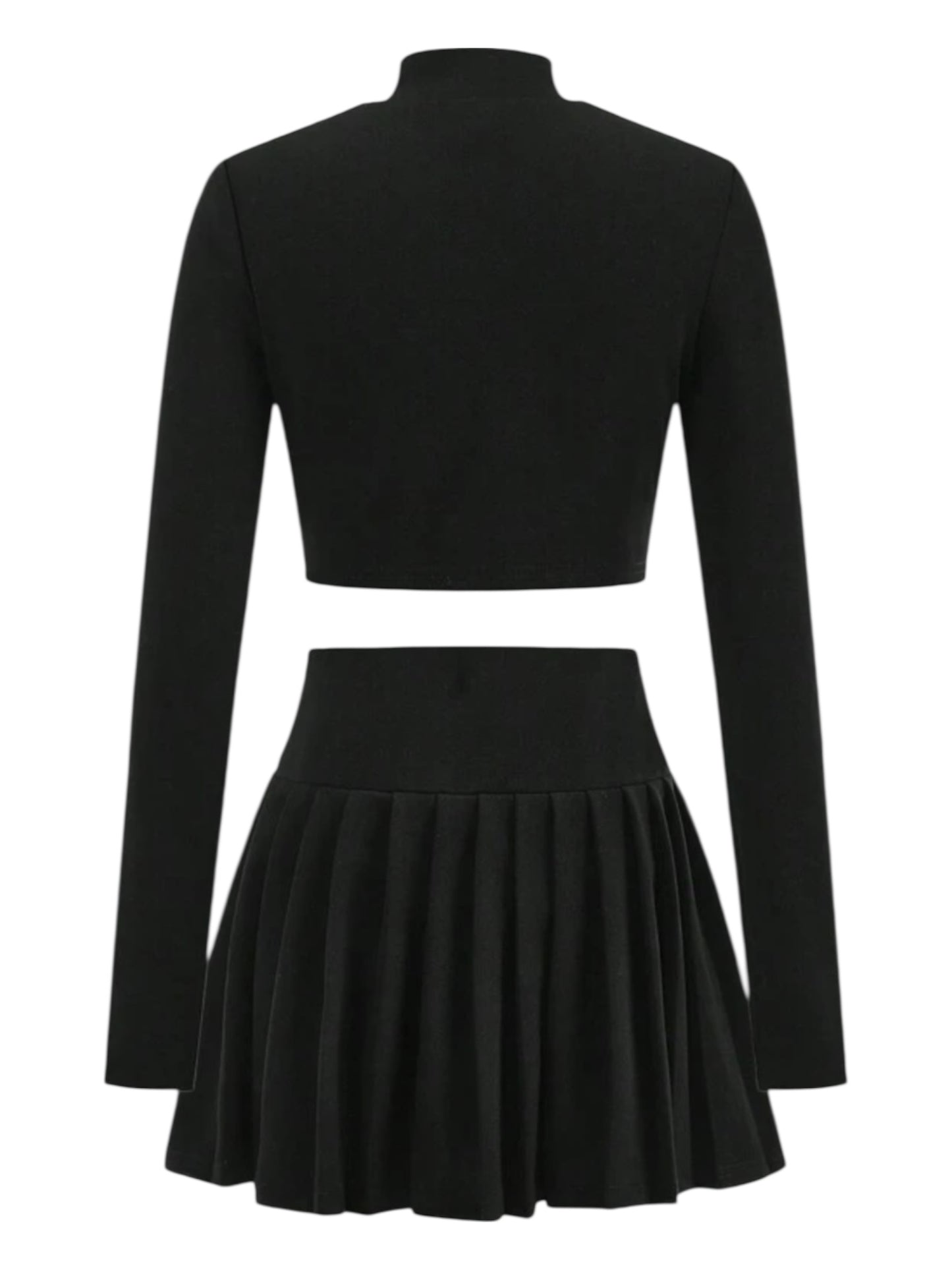 Black pleated skirt with black long sleeve top pre teen girls set