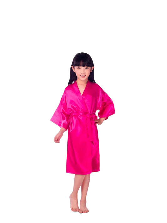Girls pink satin robe