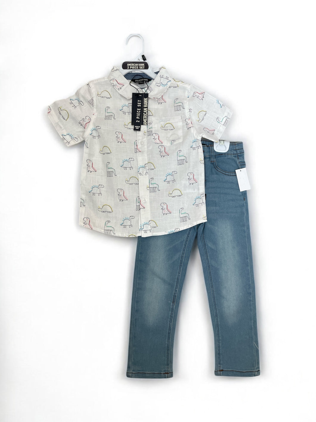Dino top with jeans bottom boys set