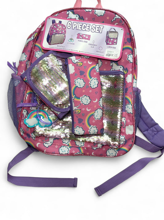 6pc rainbow&unicorn backpack
