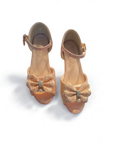Peach with pearl girl formal shoes