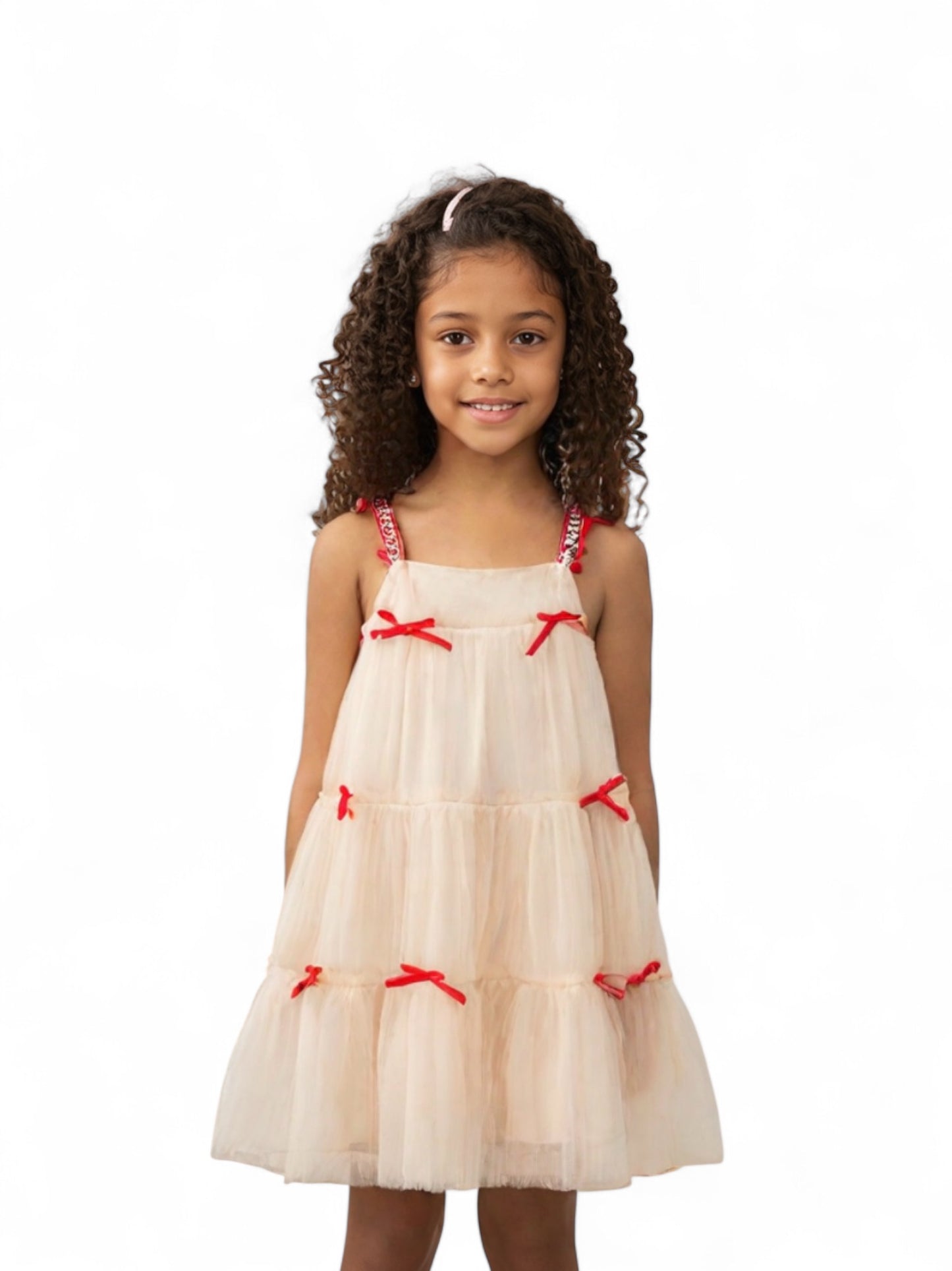 Valentines girl dress with red bows