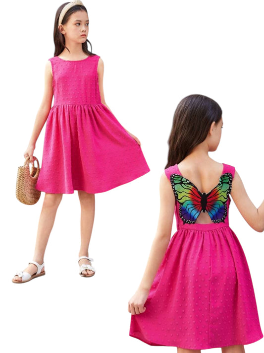 Pink butterfly girl dress