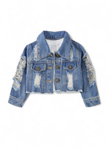Ripped girls jeans jacket 2k5