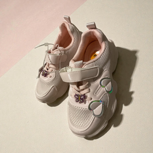 Heart & flowers girls pink sneakers