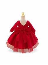 Red formal girls long sleeve red baby dress  2k5