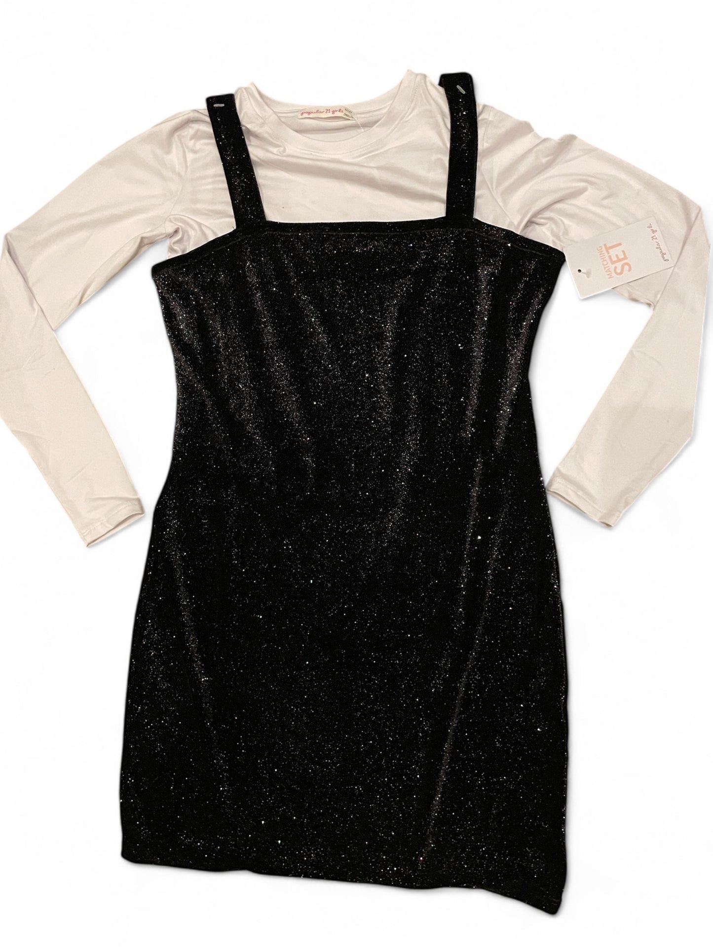 Teen black dres with white long sleeve