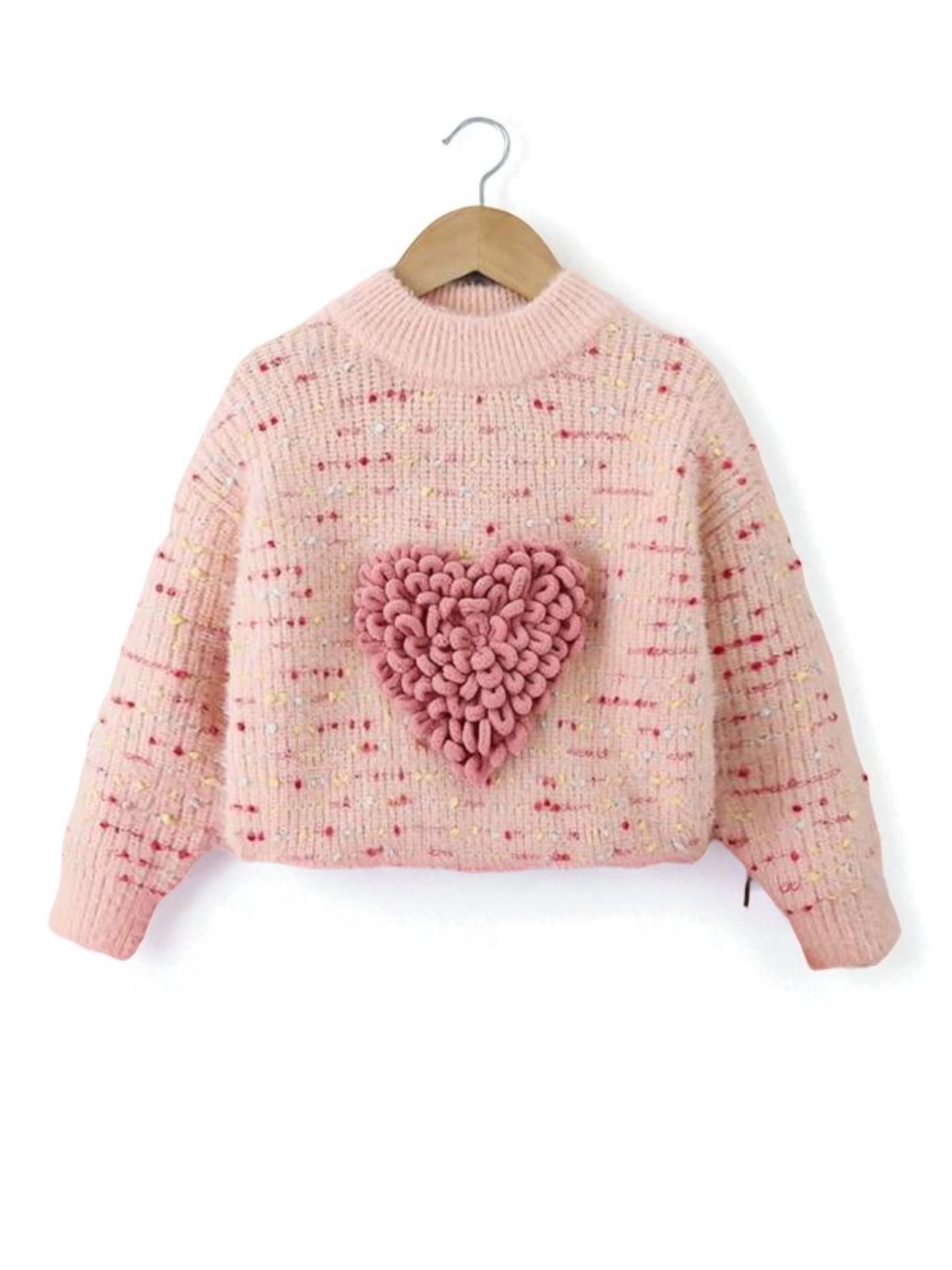 Pink heart cashmere girls sweater 2k5