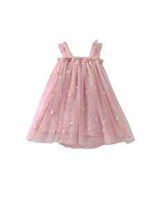 Baby doll pink floral girl dress
