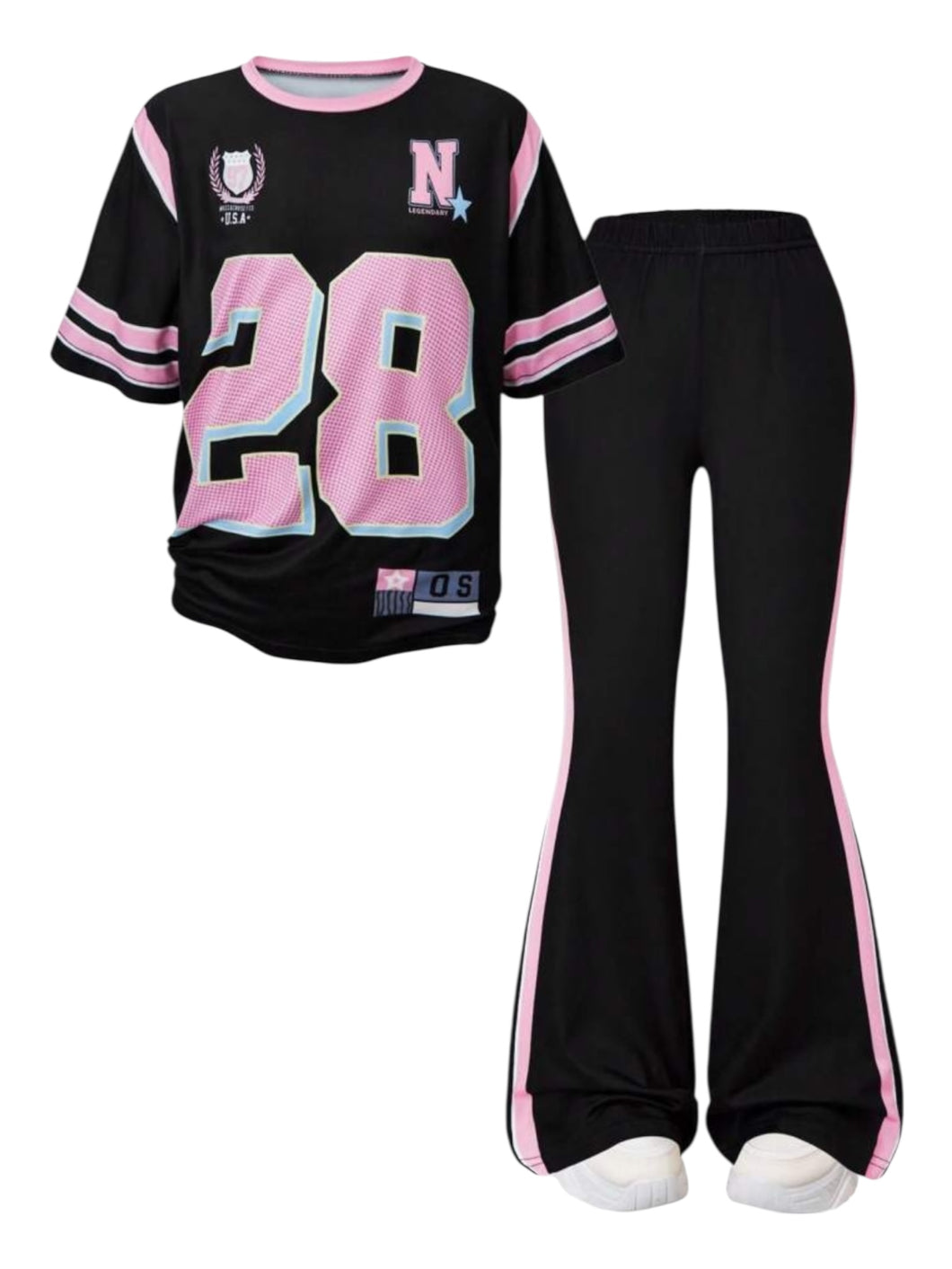 2pc girls pink &black 28 jersey girls set
