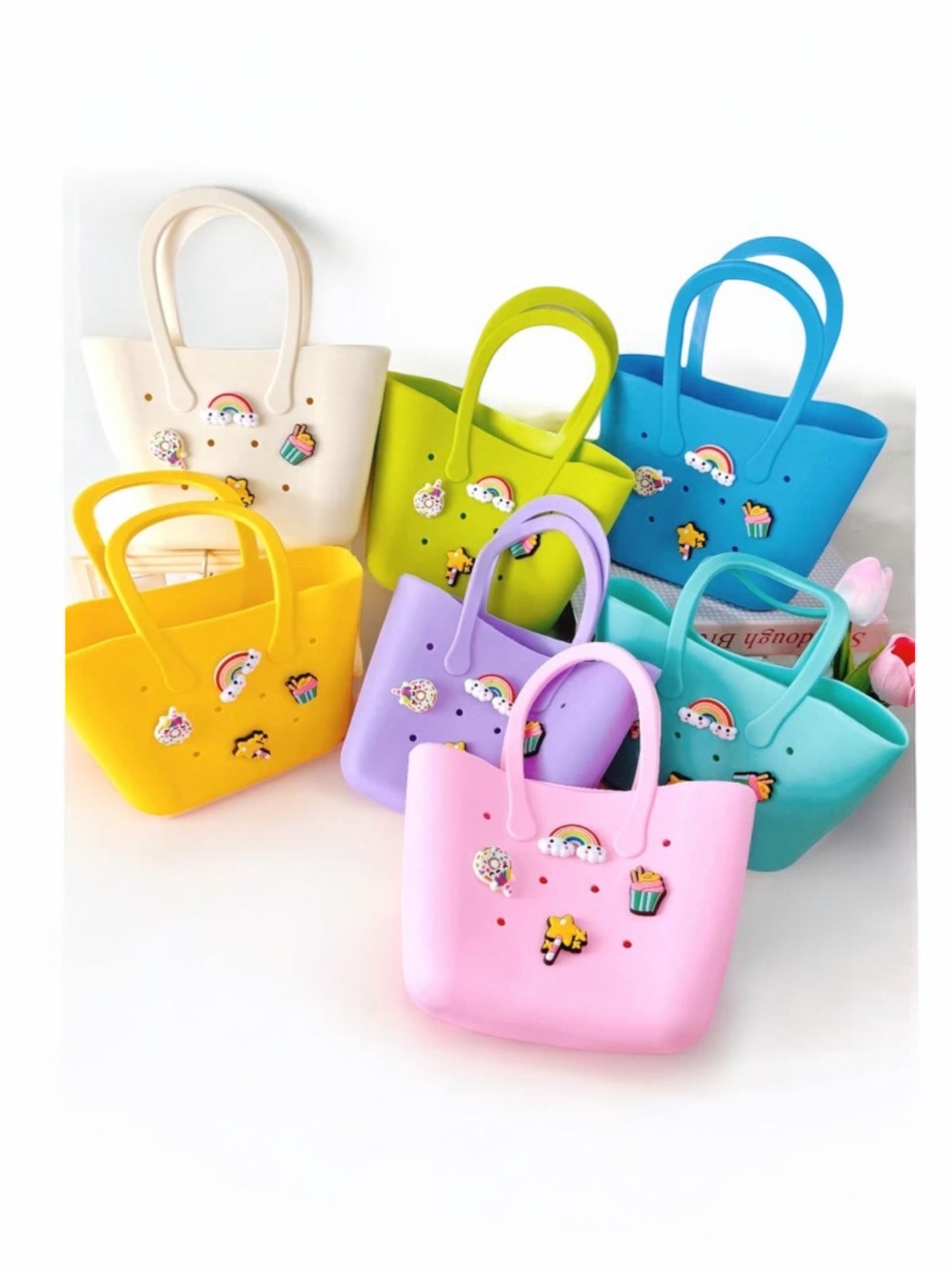Girl beach crocs  purses with charm clips