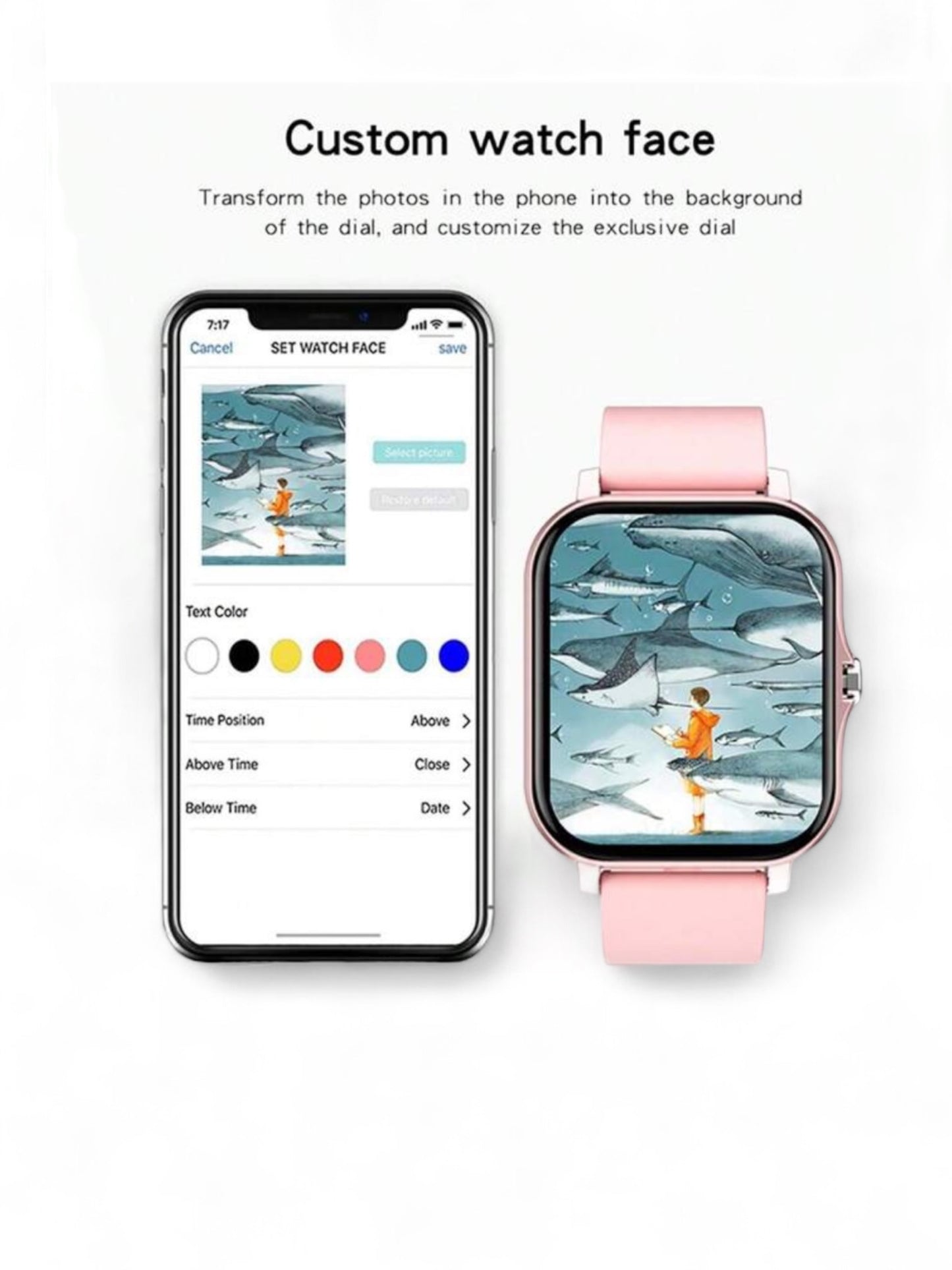 Pink smart watch