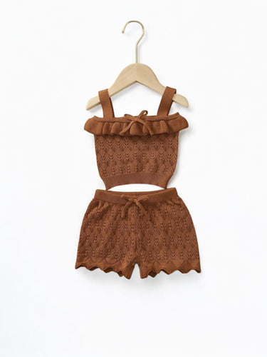 crochet  beach 2pc dark brown baby set