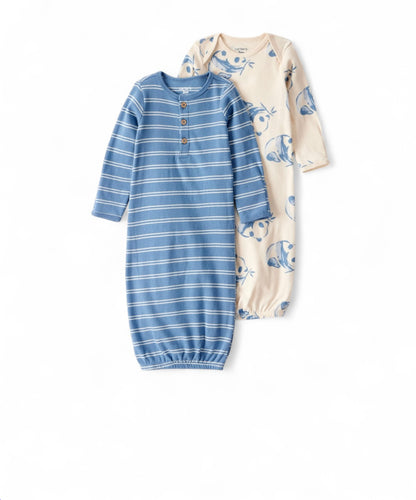 Caters 2pc baby boy blue & beige sleepers