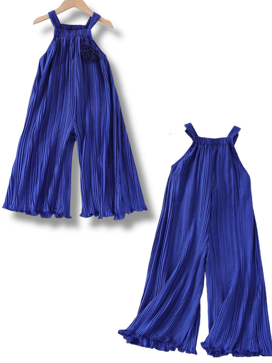 Blue flowy girl dress romper