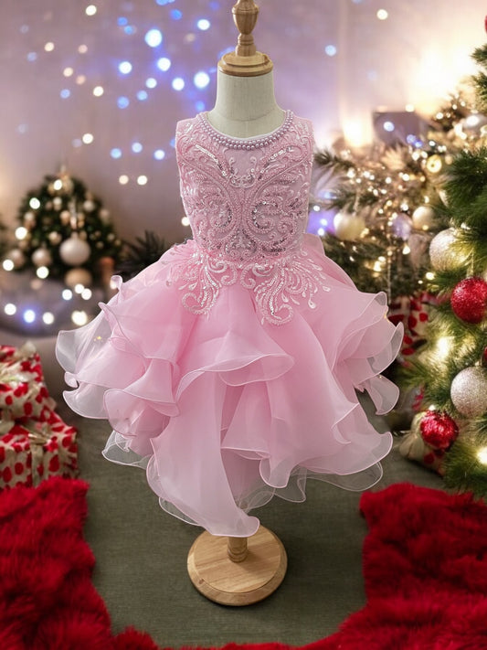 Pink luxurious girl formal dress