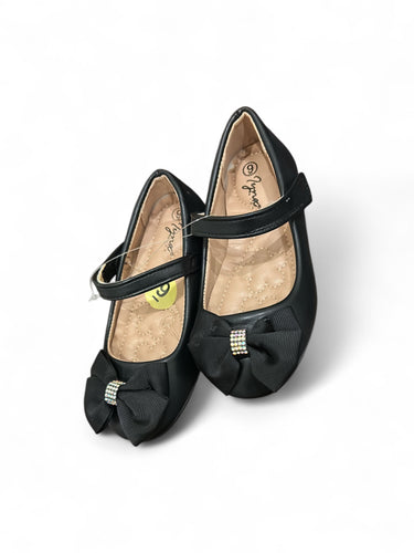 Black with silver rhinestone girl formal shoes