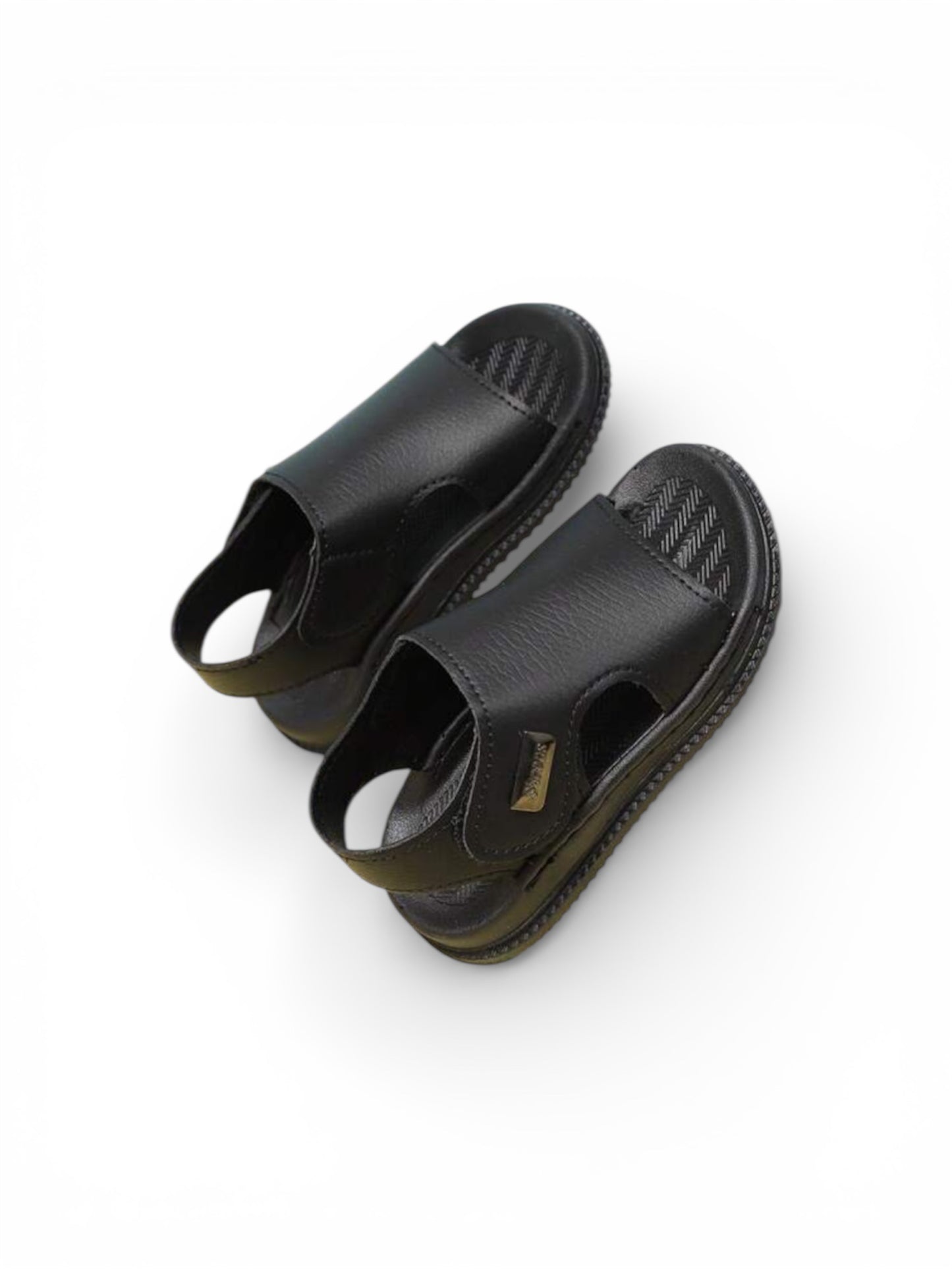 Black leather boy sandals