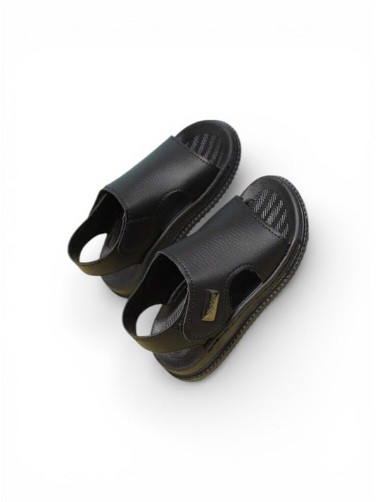 Black leather boy sandals