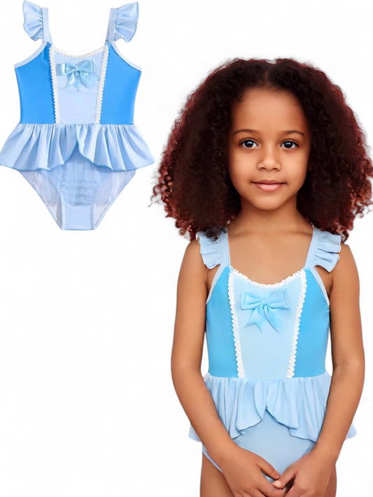 Blue with bow girl swimsuit