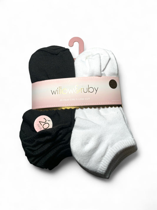Willow & ruby black & white girls socks
