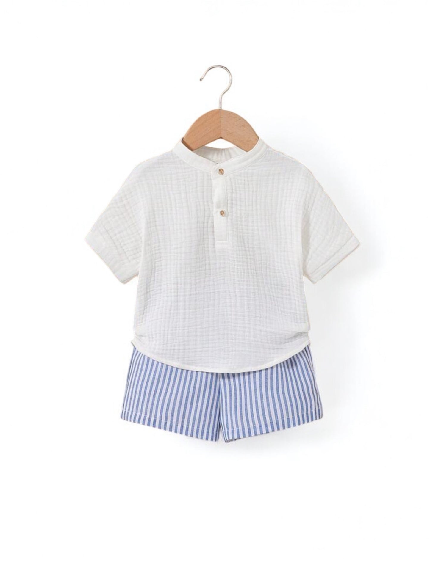 Blue stripes with white top boy baby set