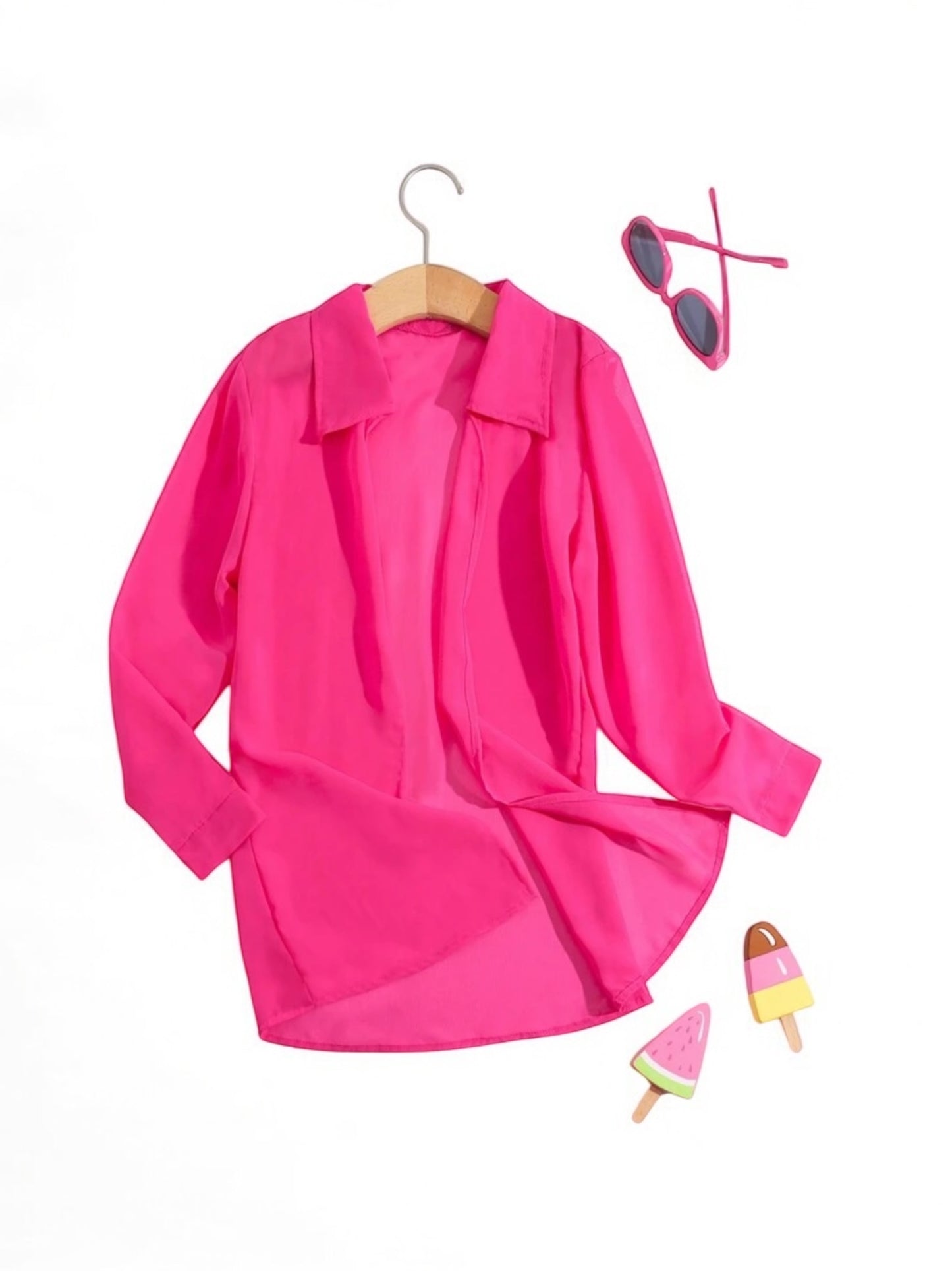 Pink shirt  girls swimsuits cover