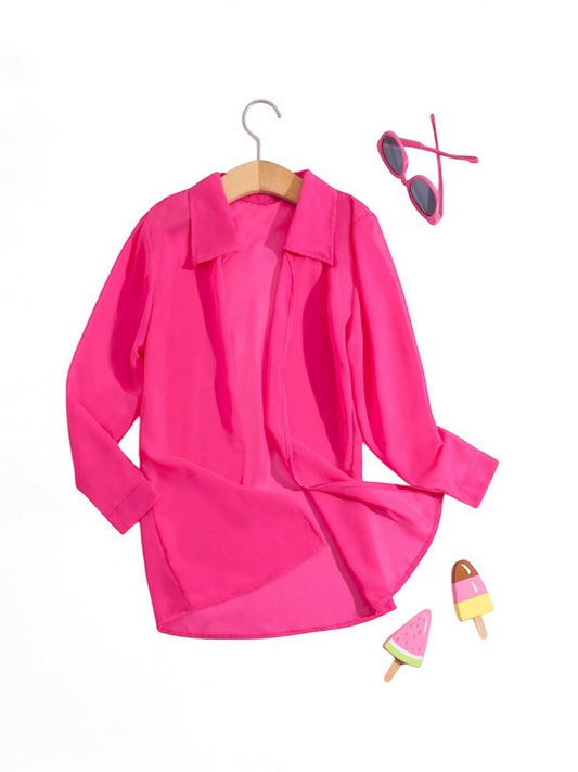 Pink shirt  girls swimsuits cover