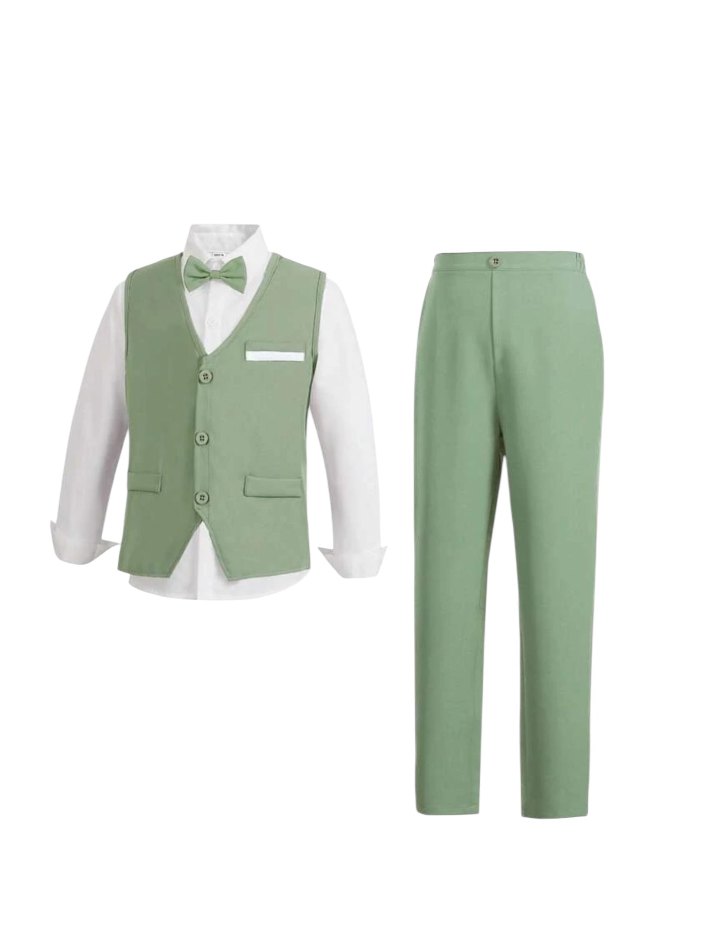 Green boys formal vest & pants set 2k5  bow & shirt not included