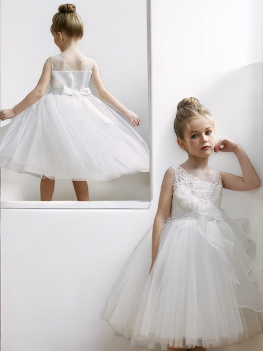White ballroom girl formal dress