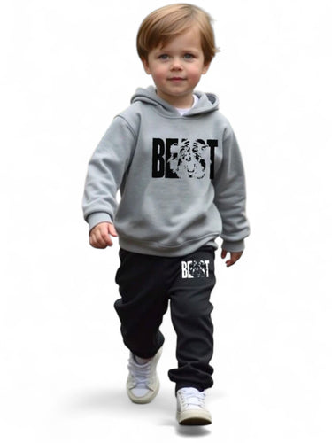 Beast print grey & black boys set