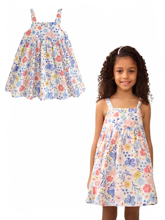 Floral & butterfly girl dress
