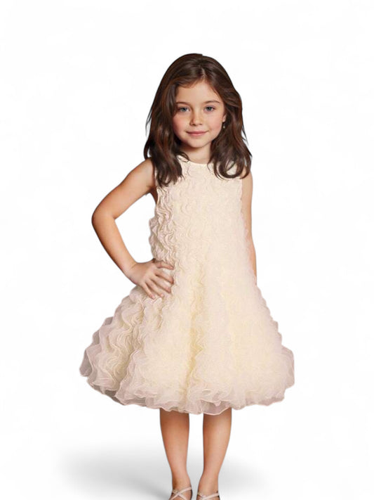 Fluffy beige Christmas girl dress